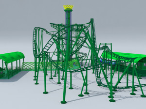 Roller Coaster Drop Tower Rides Modelo 3D
