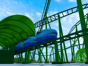 Roller Coaster Drop Tower Rides 3D Model