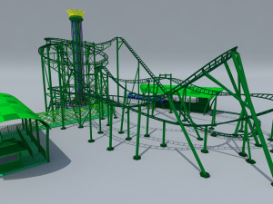 Roller Coaster Drop Tower Rides Modelo 3D