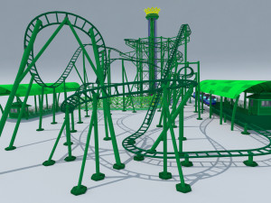 Roller Coaster Drop Tower Rides Modelo 3D