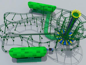 Roller Coaster Drop Tower Rides 3D Model