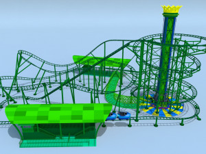 Roller Coaster Drop Tower Rides Modelo 3D