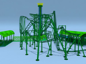 Roller Coaster Drop Tower Rides Modelo 3D