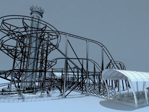 Roller Coaster Drop Tower Rides Modelo 3D