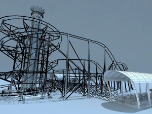 Roller Coaster Drop Tower Rides 3D Model