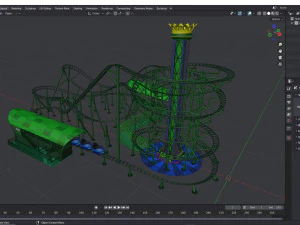 Roller Coaster Drop Tower Rides 3D Model