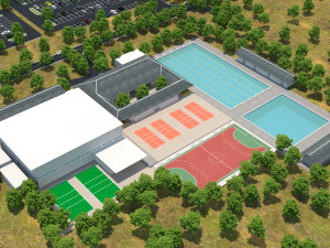 Football Stadium and Car low poly model 3D Модель