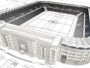 Football Stadium and Car low poly model 3D Модель