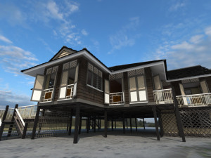 Wood House Low Poly 3D Model