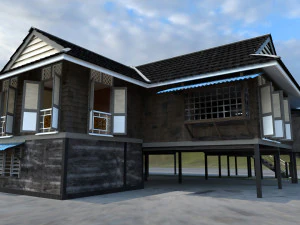 Wood House Low Poly 3D Model