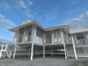 Wood House Low Poly 3D Model
