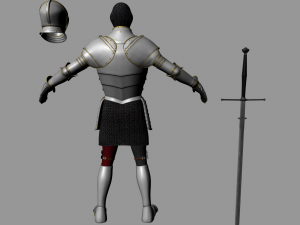 medieval knight-armor with two-handed sword 3D मॉडल