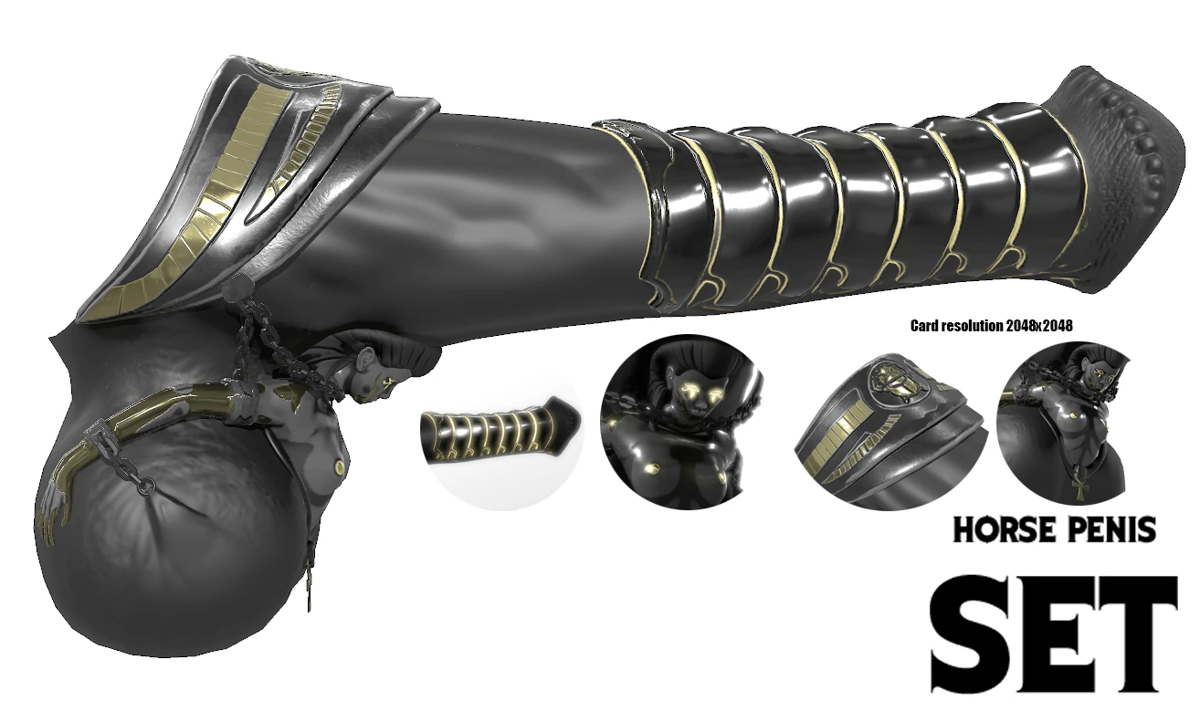 Horse penis set 3D Model .c4d .max .obj .3ds .fbx .stl .blend