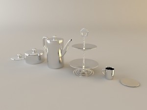 tea set with teapot 3D मॉडल