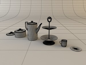 tea set with teapot 3D Модель