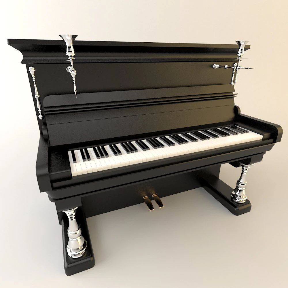 pianoforte verticale Modello 3D .c4d .max .obj .3ds .fbx .stl .blend 