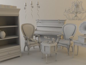 dining room set 3D मॉडल