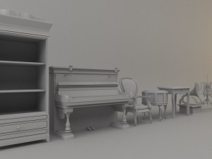 dining room set 3D मॉडल