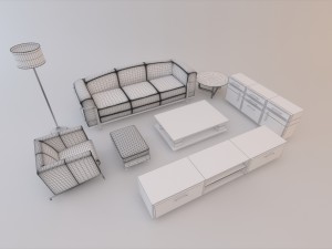 sofa set 001 Modelo 3D