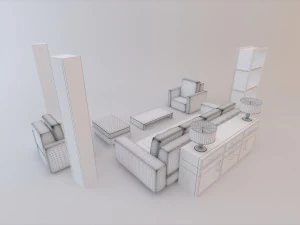 sofa set 003 3D Model