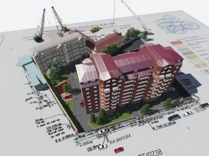 Escena 3d de un complejo residencial 3d k i b o t h u j Modelo 3D