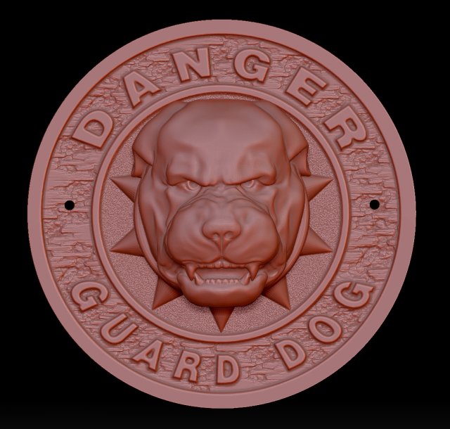 danger - guard dog sign 3D प्रिंट मॉडल .c4d .max .obj .3ds .fbx .stl .blend 