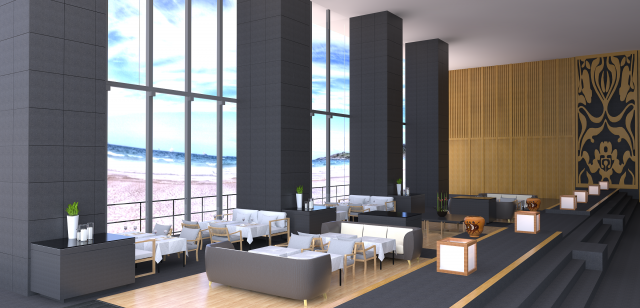 beach restaurant Modelo 3D .c4d .max .obj .3ds .fbx .stl .blend 