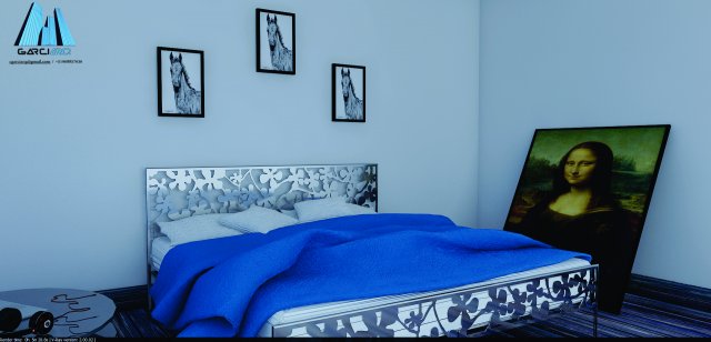 bedroom minimalistic 3D Модель .c4d .max .obj .3ds .fbx .stl .blend 