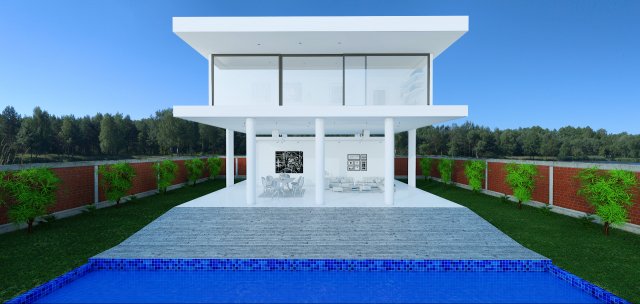 exterior garden with swimming poo Modelo 3D .c4d .max .obj .3ds .fbx .stl .blend 