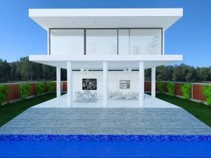 exterior garden with swimming poo 3D 모델