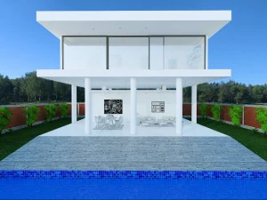 exterior garden with swimming poo 3D Model