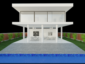 exterior garden with swimming poo Modelo 3D
