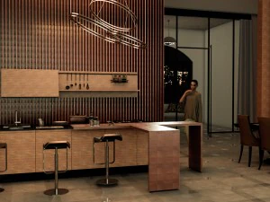 cozinha e sala de jantar Modelo 3D