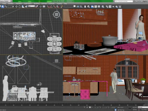 cozinha e sala de jantar Modelo 3D