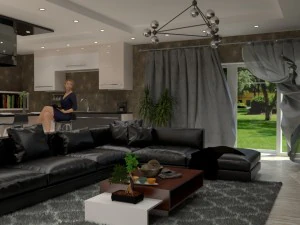 kitchen and living room 3D Model