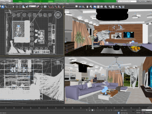 kitchen and living room 3D Model