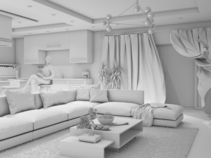 kitchen and living room 3D Model
