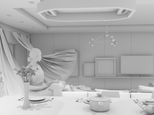 kitchen and living room 3D Model
