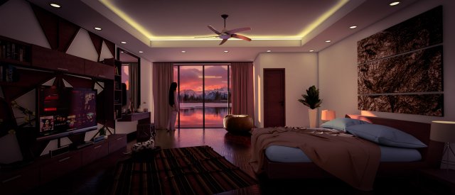 ideal bedroom 3D 模型 .c4d .max .obj .3ds .fbx .stl .blend