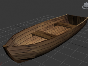 wood boat Model 3D
