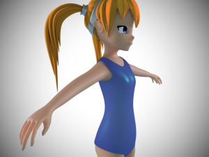 swimsuit anime girl ik rigged Modello 3D