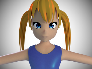 swimsuit anime girl ik rigged Modello 3D