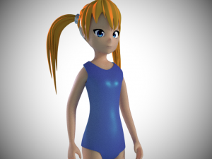 swimsuit anime girl ik rigged Modello 3D