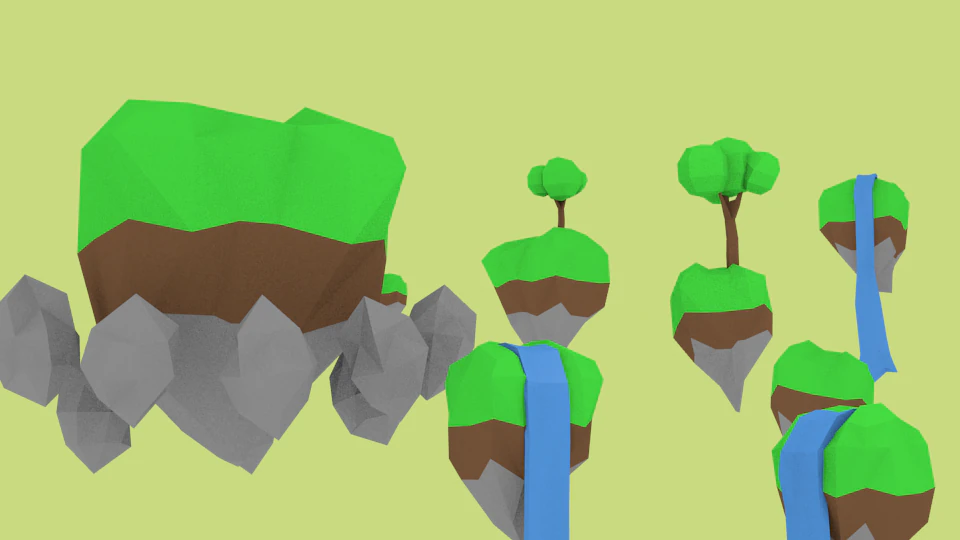 floating islands 3D Model .c4d .max .obj .3ds .fbx .stl .blend 