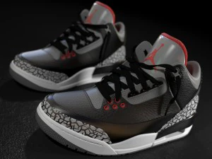 air jordan 3 preto cimento Modelo 3D