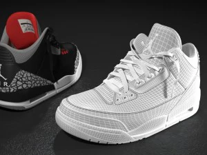 air jordan 3 black cement 3D Model