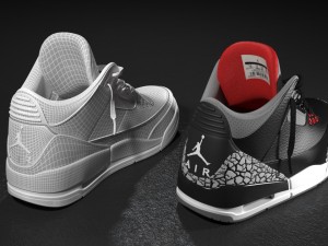 air jordan 3 black cement 3D-Modell