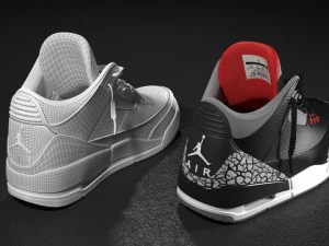 air jordan 3 black cement 3D Model