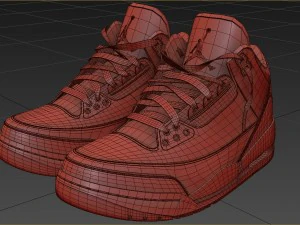 air jordan 3 black cement 3D Model