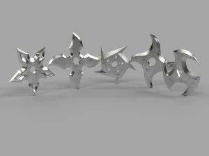 5 shuriken set 3D Model